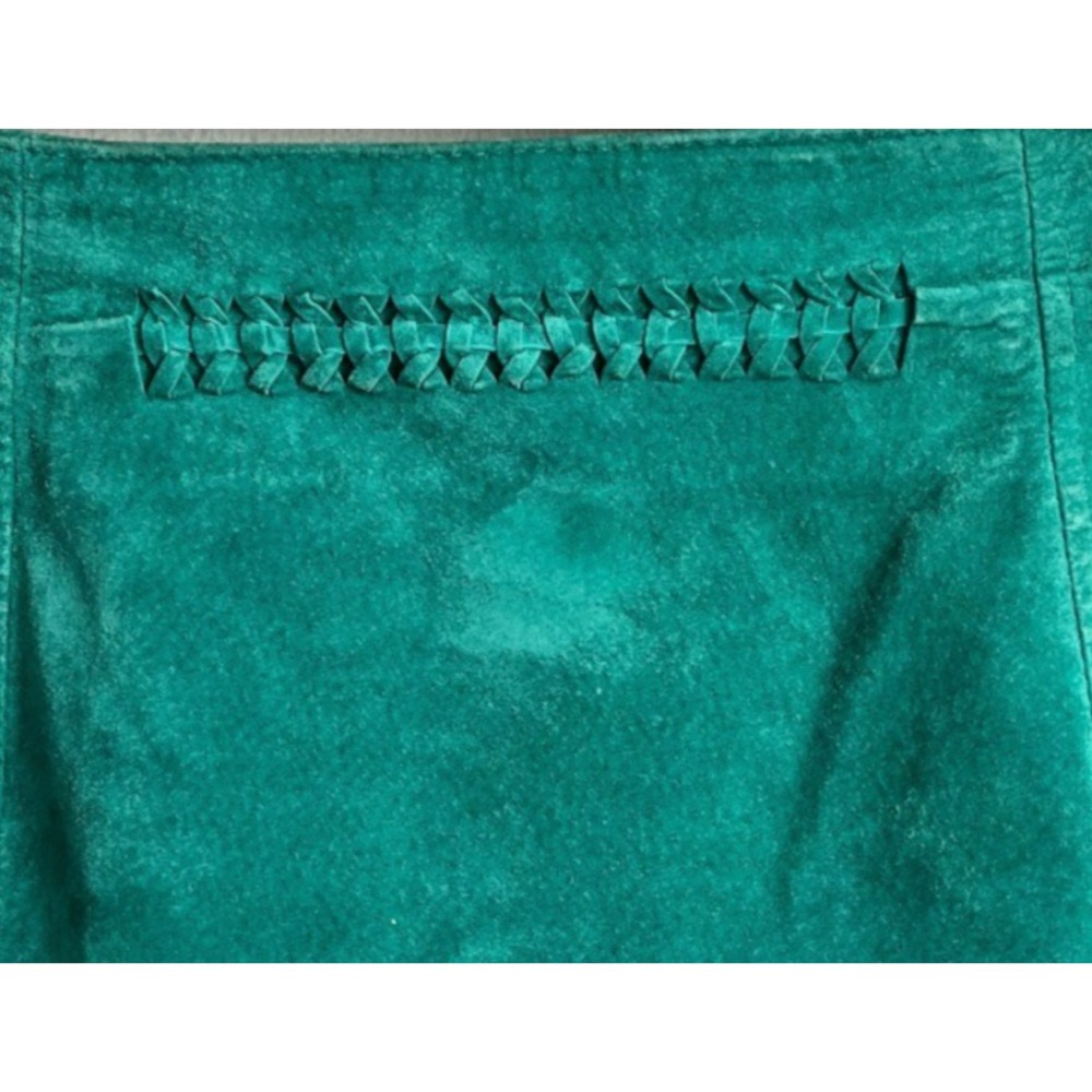 Giorgio Mobiani Vintage Emerald Green Suede Leather Pencil Skirt Woven Detail 8 - Picture 3 of 11